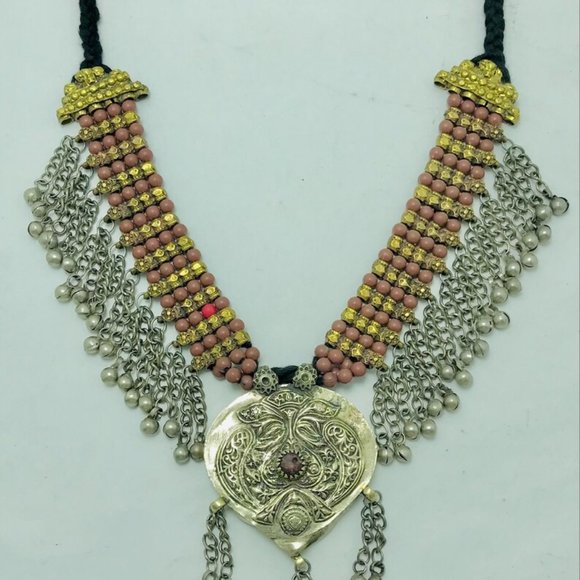 Multilayer Beaded Chain Necklac Handmade Tribal Beaded Necklace With Leaf Shap - Picture 2 of 10